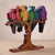 Cedar and mahogany wood sculpture, 'Rainbow Macaws' - Multi Color Birds on Tree Sculpture in Mahogany and Cedar thumbail