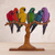 Cedar and mahogany wood sculpture, 'Rainbow Macaws' - Multi Color Birds on Tree Sculpture in Mahogany and Cedar (image 2b) thumbail