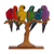 Cedar and mahogany wood sculpture, 'Rainbow Macaws' - Multi Color Birds on Tree Sculpture in Mahogany and Cedar (image 2c) thumbail