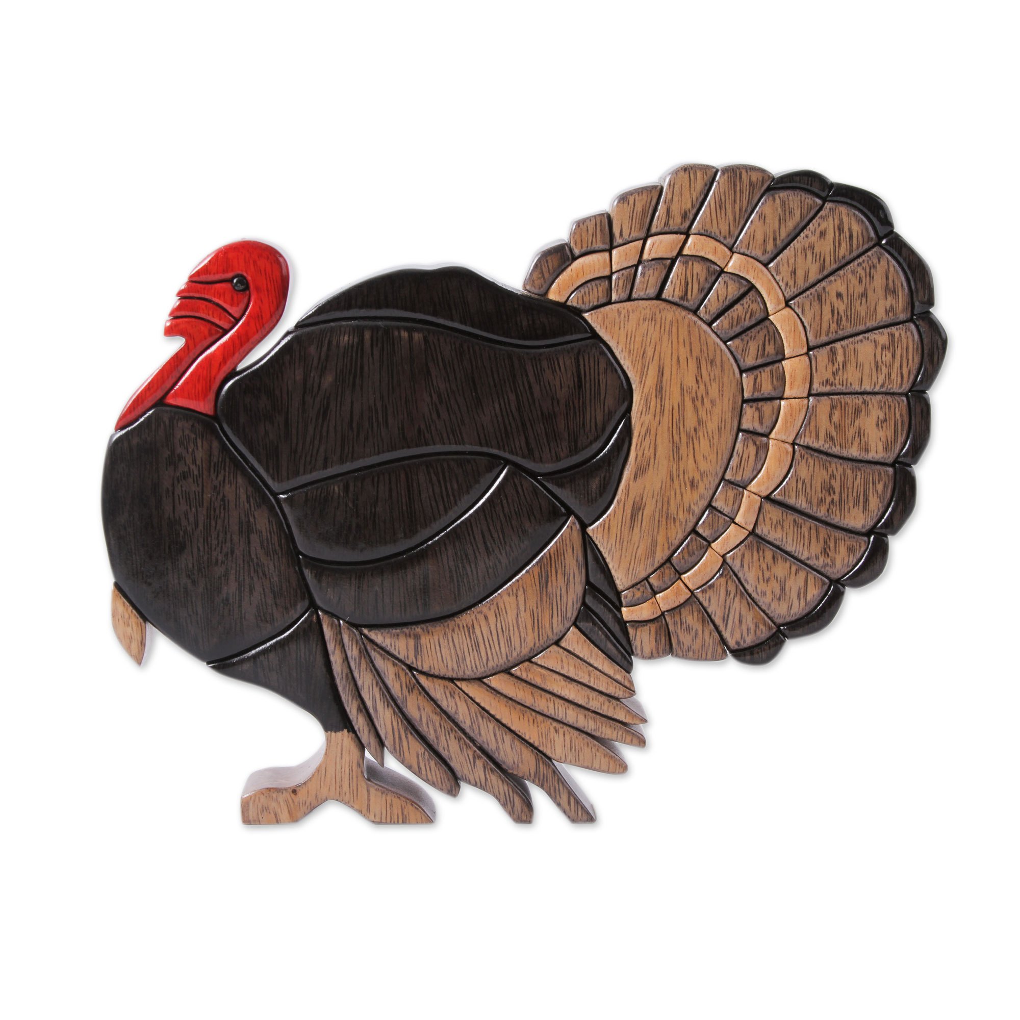 Wild Turkey Sculpture Artisan Crafted of Cedar and Mahogany - Wild