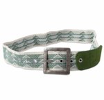 Alpaca blend and suede accent belt, 'Cuzco Hope' - Alpaca Blend and Green Suede Belt Woven by Hand