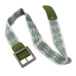 Alpaca blend and suede accent belt, 'Cuzco Hope' - Alpaca Blend and Green Suede Belt Woven by Hand