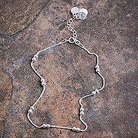 Sterling silver anklet, 'Equinox' - Sterling Silver Anklet with Adjustable Length from Peru