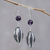 Amethyst dangle earrings, 'Cocoa Pods' - Handcrafted Amethyst and Sterling Silver Modern Earrings (image 2) thumbail