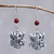 Carnelian dangle earrings, 'Inca Frog' - Pre-Hispanic Inspired Animal Theme Silver Earrings (image 2) thumbail