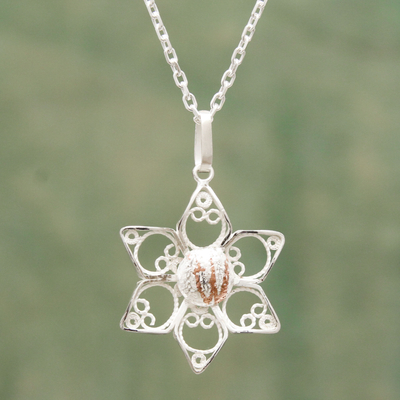 Sterling Silver Filigree Star Necklace with Copper Accents - Quechua ...