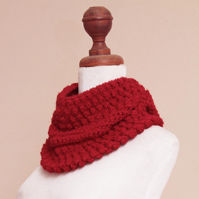 100% alpaca neck warmer, 'Jungle Rose' - Alpaca Neck Warmer Knitted and Croched by Hand