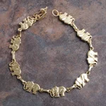 Gold plated link bracelet, 'Elephant Dignity' - 18k Gold Plated Sterling Silver Bracelet with Elephant Links