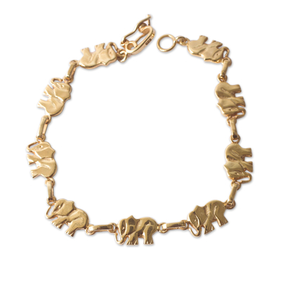 18k Gold Plated Sterling Silver Bracelet with Elephant Links