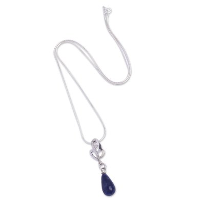 Sodalite pendant necklace, 'Nature's Ode' - Sodalite Pendant in Sterling Silver Necklace Crafted by Hand