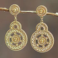 Gold vermeil filigree earrings, 'Love Goes Around' - Andean Gold Vermeil Filigree Earrings Crafted by Hand