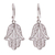 Sterling silver filigree dangle earrings, 'Hamsa Symbol' - Artisan Crafted Sterling Filigree Hamsa Symbol Earrings thumbail