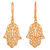 Gold vermeil filigree dangle earrings, 'Hamsa Symbol' - Gold Vermeil Filigree Artisan Crafted Hamsa Symbol Earrings thumbail