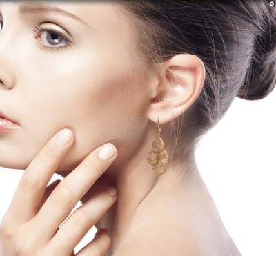 Filigrane Kronleuchter-Ohrringe aus Gold-Vermeil - Handgefertigte filigrane Kronleuchter-Ohrringe aus Gold-Vermeil