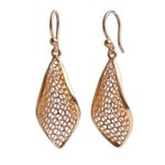 Gold vermeil filigree dangle earrings, 'Emerging' - Handcrafted Filigree Gold Vermeil Earrings