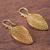 Gold vermeil filigree dangle earrings, 'Emerging' - Handcrafted Filigree Gold Vermeil Earrings