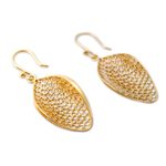 Gold vermeil filigree dangle earrings, 'Emerging' - Handcrafted Filigree Gold Vermeil Earrings