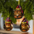 Dried mate gourd ornaments, 'Holiday Owls' (set of 3) - Dried Mate Gourd Owls Ornaments Wearing Hats (Set of 3) (image 2) thumbail