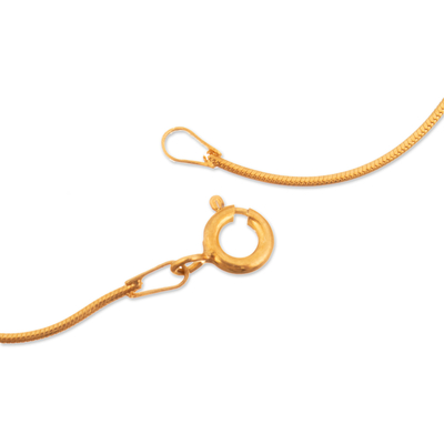 Collar colgante de filigrana chapado en oro - Collar con colgante de filigrana de plata de primera ley recubierta de oro