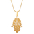 Gold vermeil pendant necklace, 'Hamsa Symbol' - Gold Vermeil Filigree Artisan Crafted Hamsa Symbol Necklace thumbail