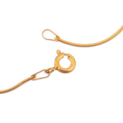 Halskette mit Anhänger aus Gold-Vermeil - Filigrane, handgefertigte Hamsa-Symbol-Halskette aus Gold-Vermeil