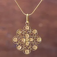 Featured review for Gold vermeil pendant necklace, Gardenia Filigree