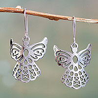 Sterling silver dangle earrings, 'Cajamarca Angels' - Angelic Sterling Silver Earrings in Openwork Jewelry