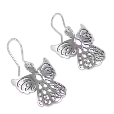 Sterling silver dangle earrings, 'Cajamarca Angels' - Angelic Sterling Silver Earrings in Openwork Jewellery