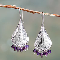 Amethyst dangle earrings, 'Purple Autumn'