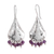 Amethyst dangle earrings, 'Purple Autumn' - Amethyst and Embossed Leaves on Sterling Silver Earrings (image 2a) thumbail