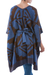 100% alpaca poncho, 'Andean Geometry' - Knitted Alpaca Poncho with Belt in Blue and Brown (image 2d) thumbail