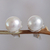 Cultured pearl stud earrings, 'Nascent Flower' - Handcrafted Cultured Pearl Stud Earrings thumbail