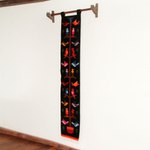 Wool tapestry, 'Swallows in the Night' - Andean Birds on Black Handwoven Wool Tapestry