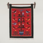 Wool tapestry, 'Red Birds in Eden' - Andean Handwoven Wool Tapestry with Birds on Red