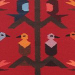 Wool tapestry, 'Red Birds in Eden' - Andean Handwoven Wool Tapestry with Birds on Red