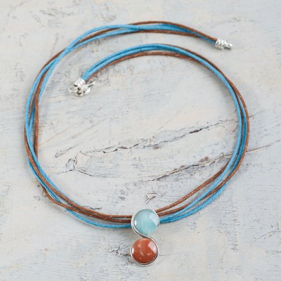 Jasper and amazonite pendant necklace, 'Beautiful Aries' - Jasper and Amazonite Peru Zodiac Necklace for Aries