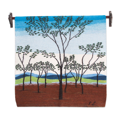 Wool tapestry, 'Autumn in the North' - Andes Handwoven Wool Tapestry of a Landscape