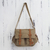 Leather accent cotton messenger bag, 'Journey to Puno' - Tan and Brown Leather Accent Roomy Canvas Messenger Bag (image 2) thumbail