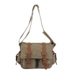 Leather accent cotton messenger bag, 'Journey to Puno' - Tan and Brown Leather Accent Roomy Canvas Messenger Bag