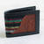 Men's wool accent leather wallet, 'Blue Night Rider' - Men's Black Leather Cowboy Theme Wallet with Wool thumbail