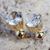Gold vermeil quartz stud earrings, 'Touch of Radiance' - Andean Handcrafted Gold Vermeil Earrings with Crystal Quartz (image 2) thumbail