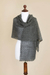 Alpaca blend shawl, 'Muse in Grey' - Charcoal Grey Sheer Knitted Alpaca Blend Shawl (image 2b) thumbail