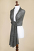 Alpaca blend shawl, 'Muse in Grey' - Charcoal Grey Sheer Knitted Alpaca Blend Shawl (image 2c) thumbail