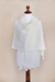 Alpaca blend shawl, 'Gossamer Ivory Stars' - Sheer Knitted Off White Alpaca Blend Shawl (image 2b) thumbail