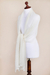 Alpaca blend shawl, 'Gossamer Ivory Stars' - Sheer Knitted Off White Alpaca Blend Shawl (image 2c) thumbail