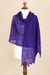 Alpaca blend shawl, 'Gossamer Purple Stars' - Deep Purple Open Knit Andean Alpaca Wool Blend Shawl (image 2b) thumbail
