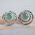 Opal button earrings, 'Green Vibrations' - Handcrafted Sterling Silver and Green Opal Button Earrings (image 2) thumbail