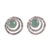 Opal button earrings, 'Green Vibrations' - Handcrafted Sterling Silver and Green Opal Button Earrings (image 2a) thumbail