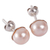 Cultured pearl stud earrings, 'Pink Nascent Flower' - Pink Cultured Pearl Handcrafted Stud Earrings from Peru (image 2b) thumbail