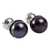 Cultured pearl stud earrings, 'Black Nascent Flower' - Handcrafted Black Cultured Pearl Stud Earrings thumbail